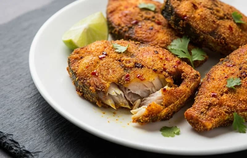 Anjal Rava Fry, Vegetable Sambar, Steamed Basmati Rice and Cabbage Palya - Recipe 1