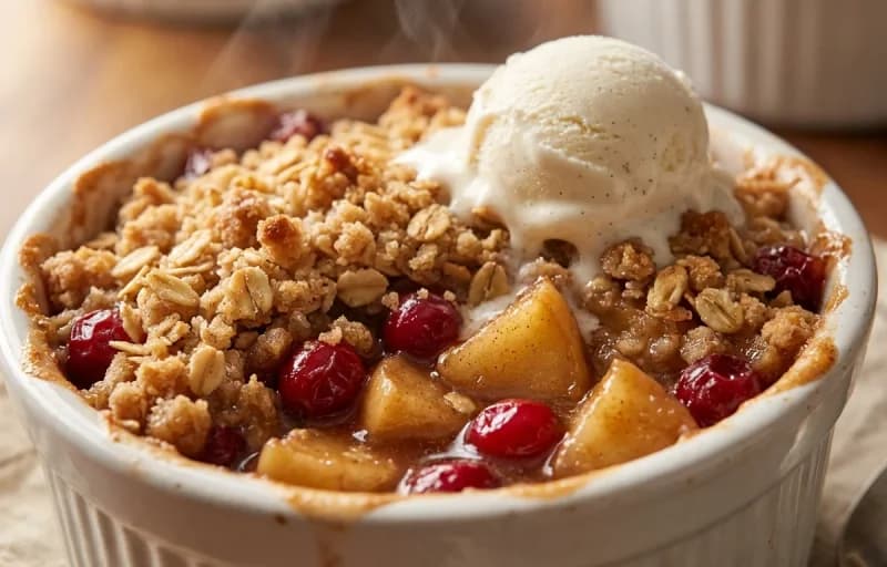 Apple Cranberry Crisp with Vanilla Ice Cream - Recipe 1