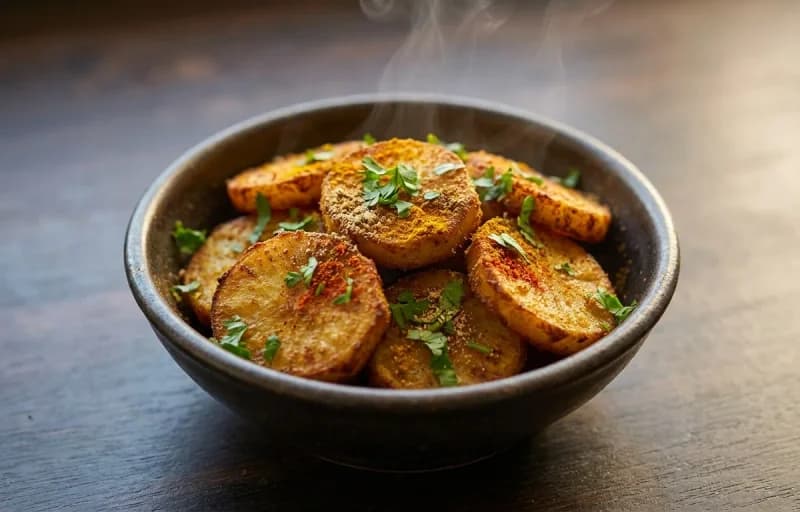 Arbi Masala Fry with Roti - Recipe 1