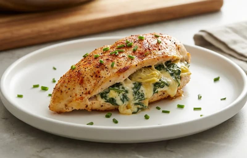 Artichoke Spinach Stuffed Chicken with Mashed Cauliflower - Recipe 1