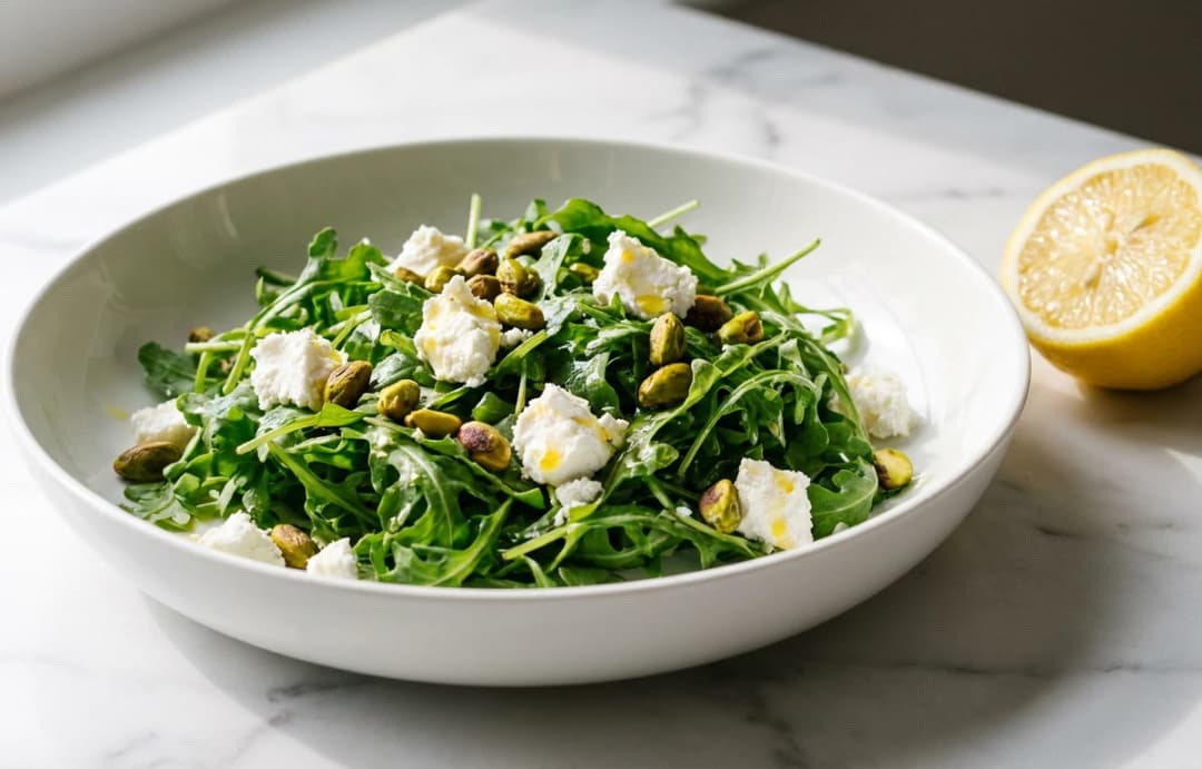Arugula Salad with Goat Cheese & Pistachios