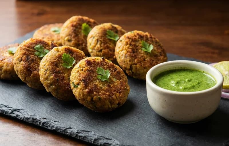 Arvi Kebab, Saffron Sheermal and Coriander Mint Chutney - Recipe 1