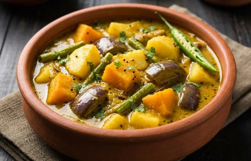 Steamed Basmati Rice, Assamese Mustard Vegetable Curry and Ou Tenga Dal - Recipe 2