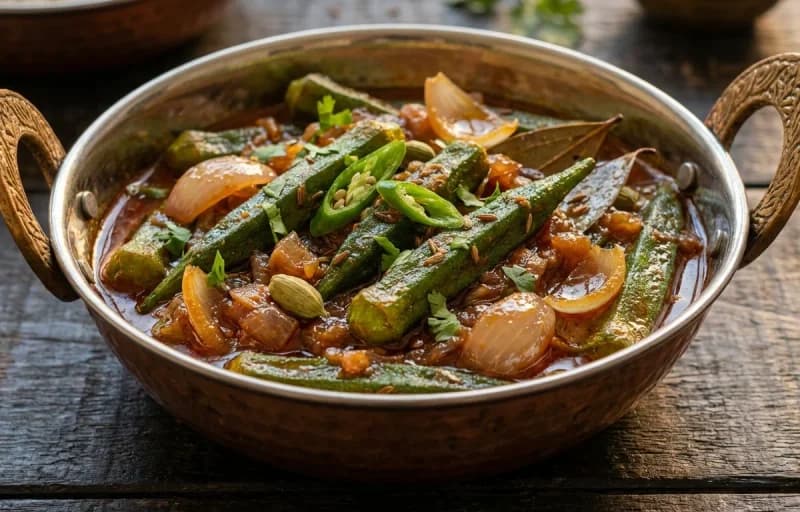 Awadhi Bhindi Do Pyaza with Butter Naan - Recipe 1
