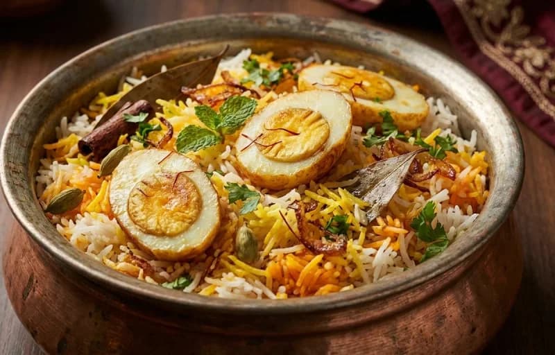Awadhi Egg Biryani, Burani Raita and Mirchi ka Salan - Recipe 1