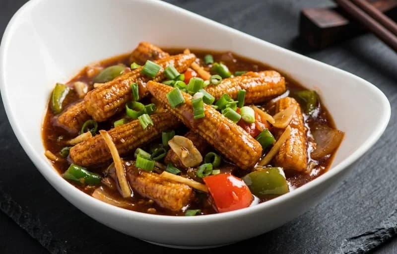 Baby Corn Manchurian Gravy with Veg Fried Rice - Recipe 1