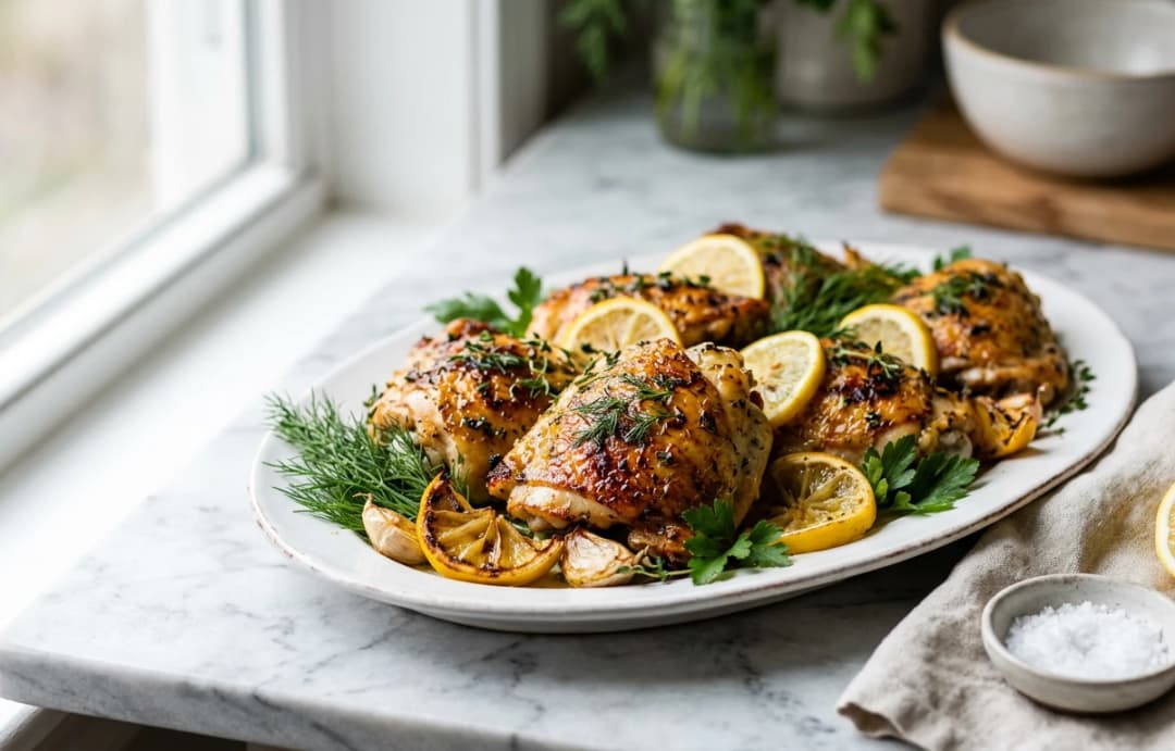Baked Lemon Herb Chicken Thighs