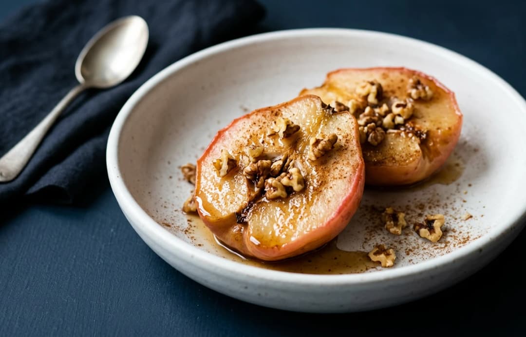 Baked Quince with Maple & Walnuts