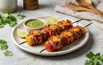 Baked Tandoori Paneer Skewers