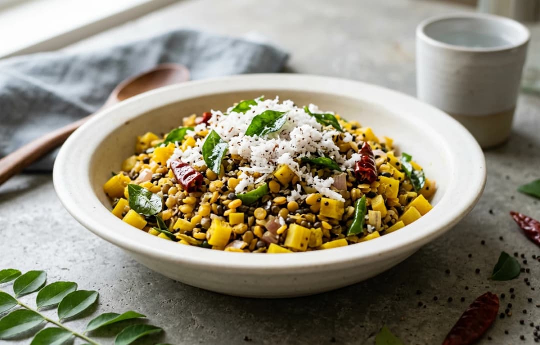 Banana Stem & Lentil Stir-fry (Thoran)