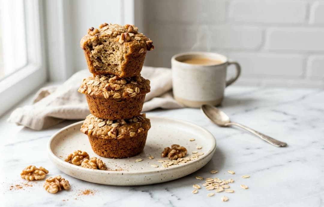 Banana Walnut Oat Muffins