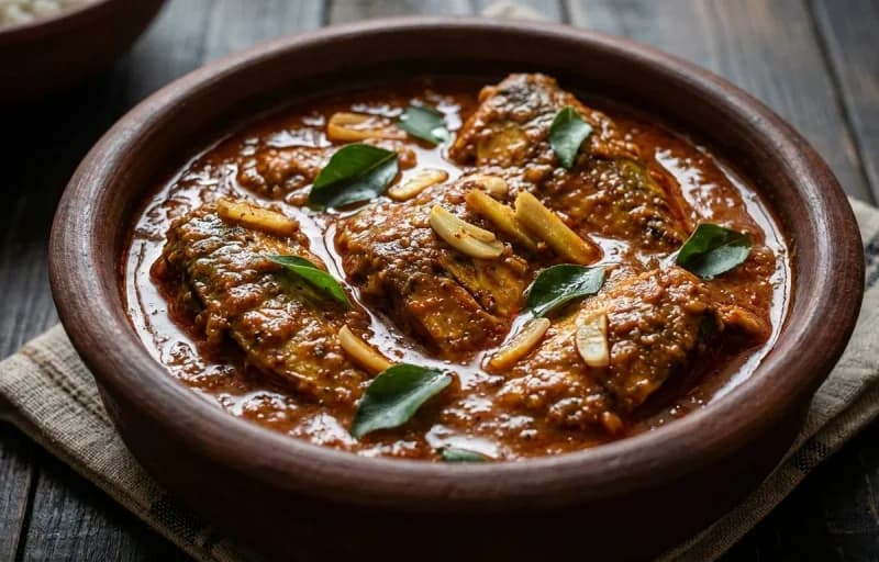 Bangude Pulimunchi, Boiled Rice, Vegetable Palya and Urad Dal Papad - Recipe 1