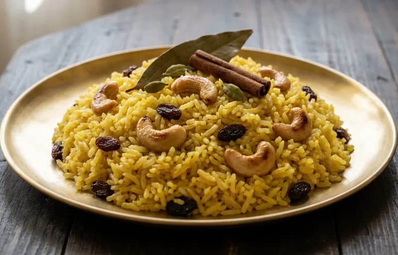 Basanti Pulao with Soyabean Kosha - Recipe 1