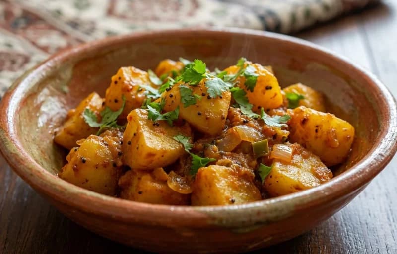 Steamed Basmati Rice, Batate Song, Varan and Vegetable Pickle - Recipe 2