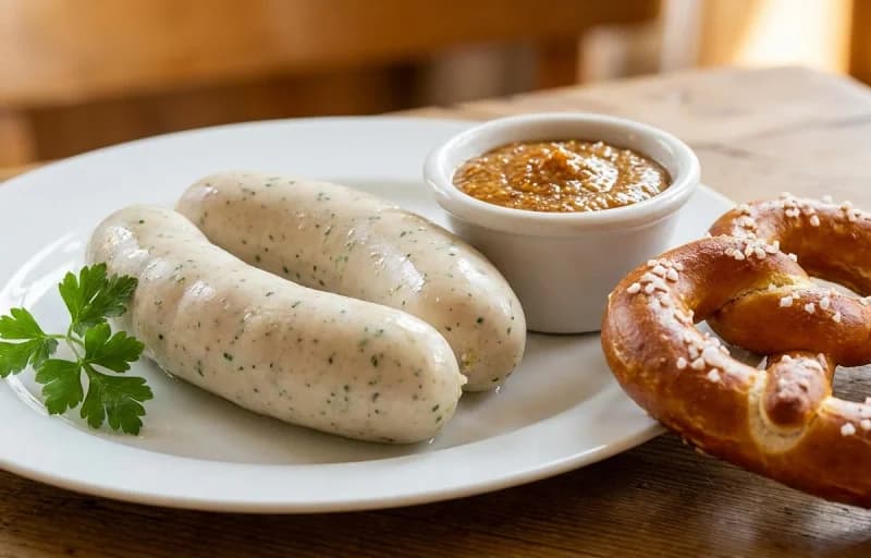 Bavarian Weisswurst, Sweet Mustard and Soft Pretzels - Recipe 1