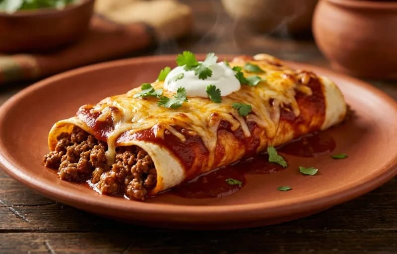 Beef Enchiladas, Spanish Rice and Tex-Mex Refried Beans - Recipe 1