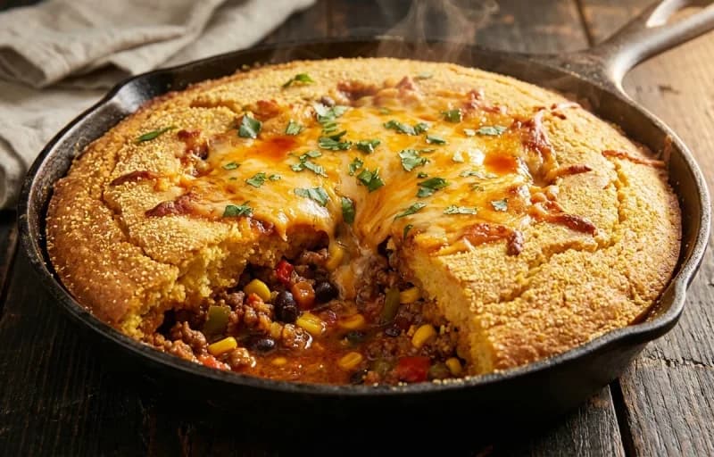 Beef Tamale Pie, Cornbread Casserole and Side Salad - Recipe 1