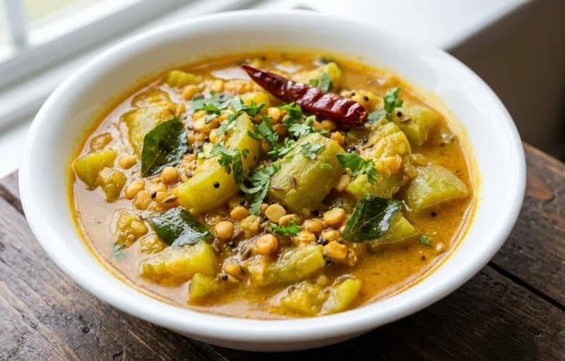 Steamed Basmati Rice, Beerakaya Kura and Miriyala Charu - Recipe 2