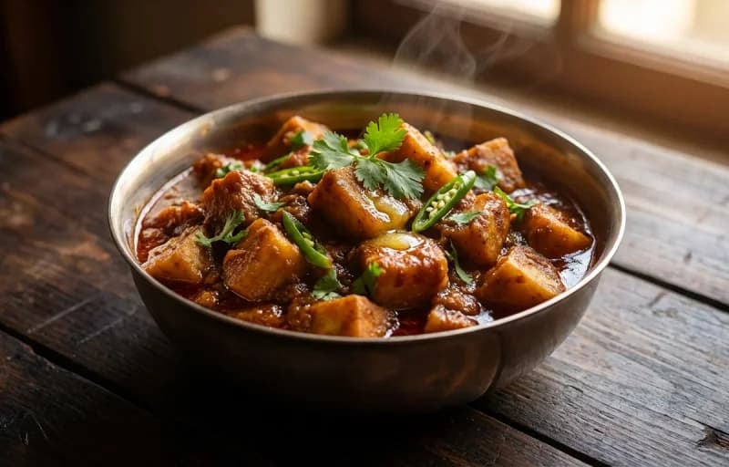 Kochur Kosha, Roti and Kachumber - Recipe 1