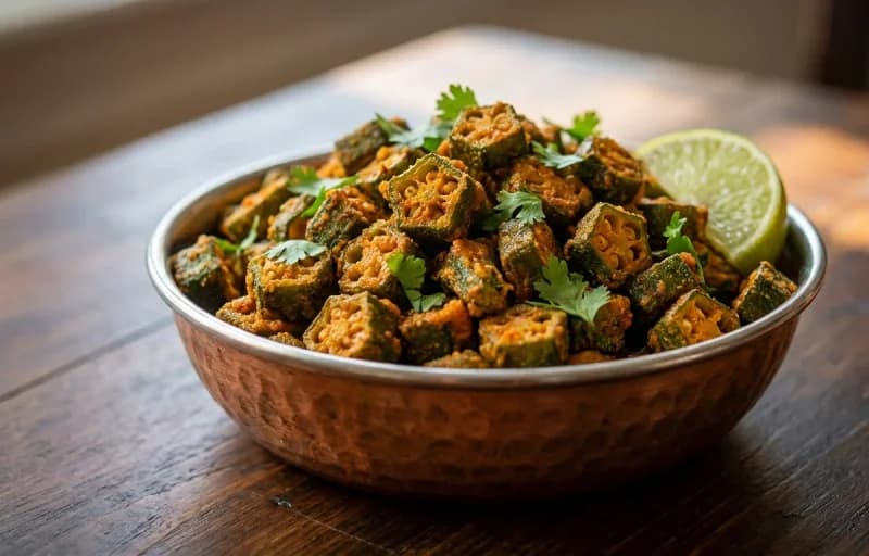 Besan Bhindi Fry with Phulko Luchi - Recipe 1