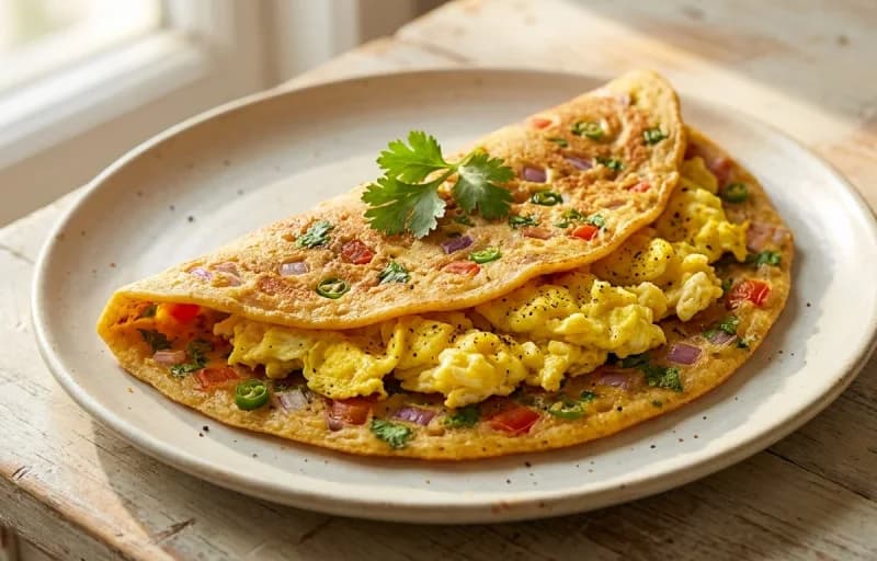 Besan Cheela with Egg Filling