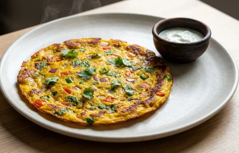 Besan Jo Chillo, Anda Bhurji and Mint Chutney - Recipe 1