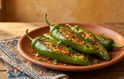 Besan Stuffed Green Chilli Fry