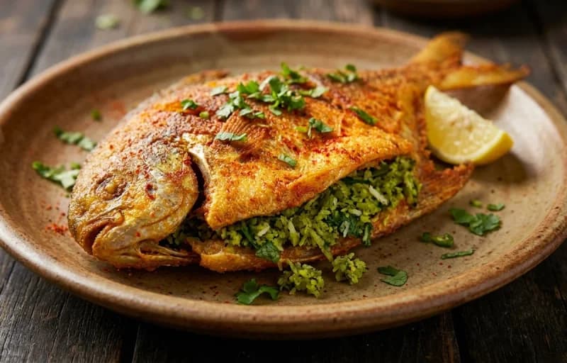 Bharli Paplet, Steamed Basmati Rice and Kachumber Salad - Recipe 1