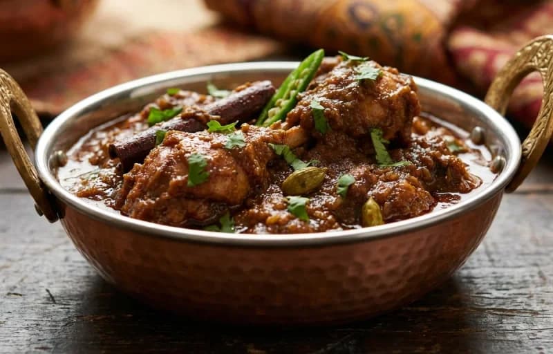 Bhuna Chicken, Steamed Basmati Rice and Roasted Papad - Recipe 1