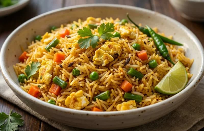 Bihari Egg Fried Rice with Tomato Chutney - Recipe 1