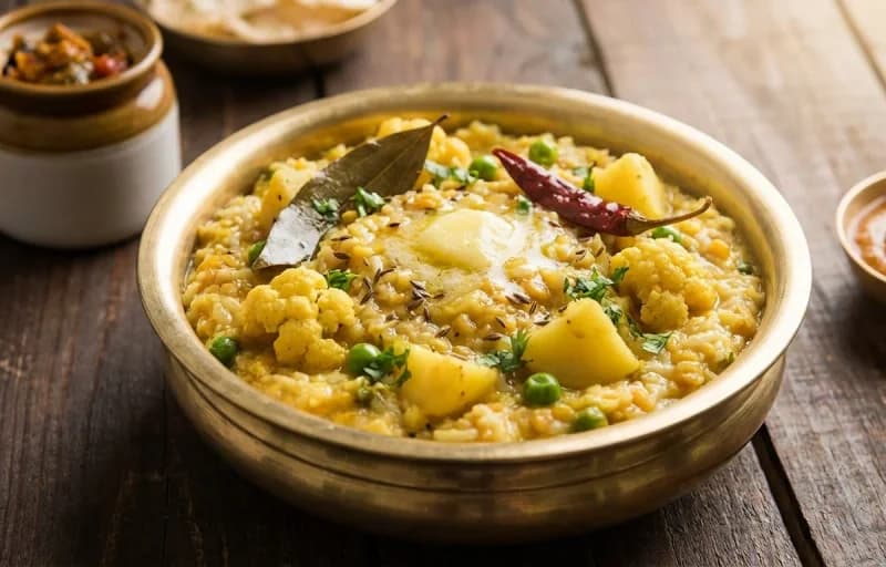 Bihari Khichdi, Aloo Chokha and Roasted Papad - Recipe 1