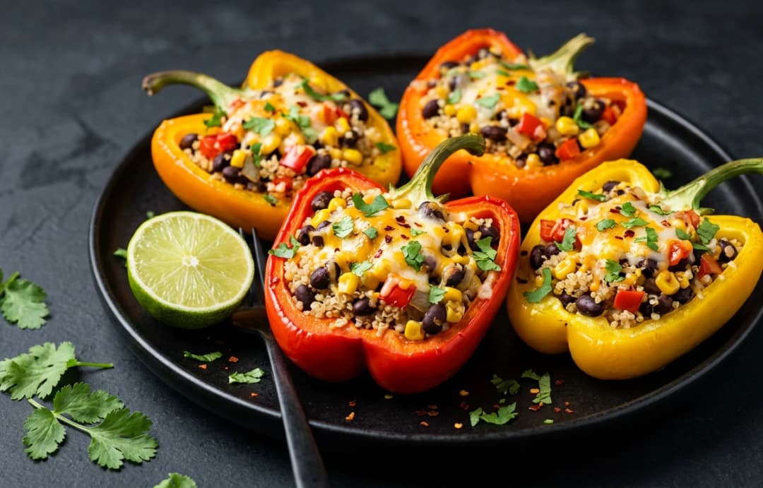 Black Bean & Quinoa Stuffed Peppers