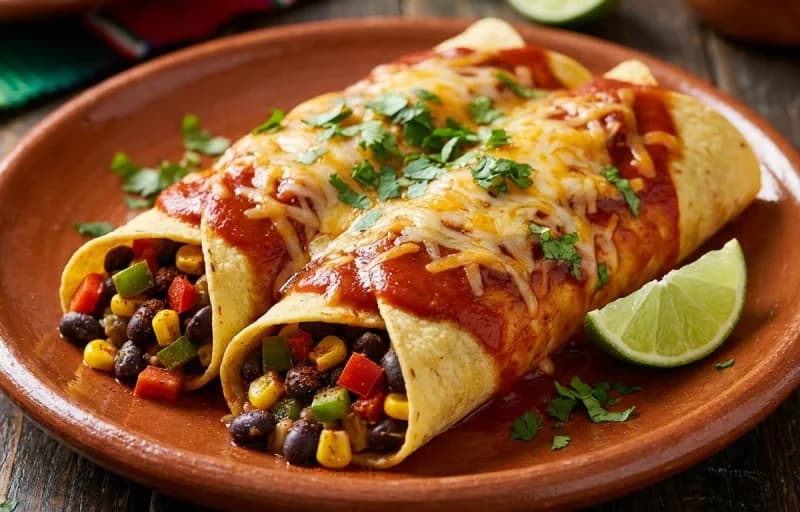 Black Bean Enchiladas, Spanish Rice and Corn Salad - Recipe 1