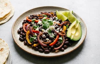Black Beans and Sautéed Onions
