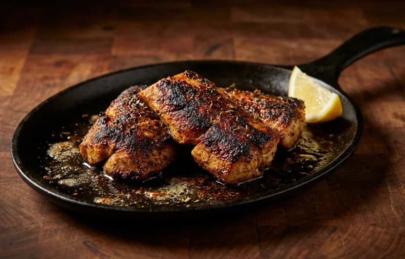 Blackened Alligator, Dirty Rice and Bhindi Fry - Recipe 1