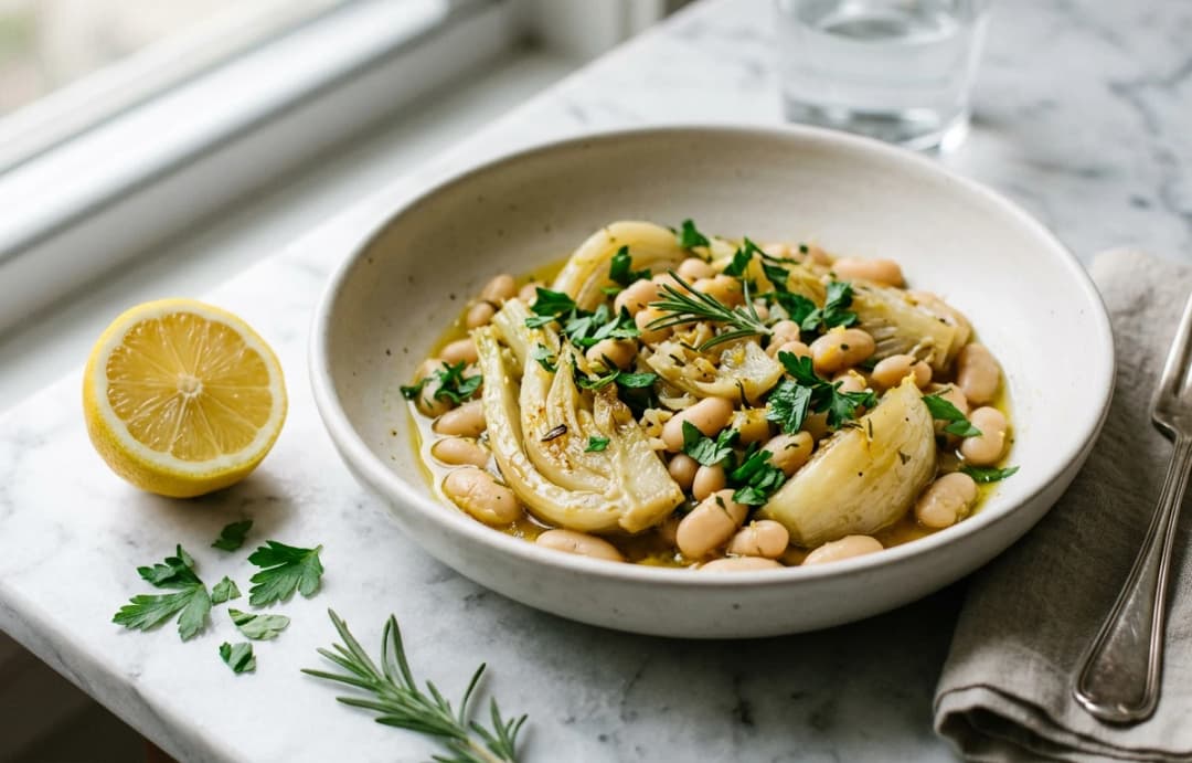 Braised Fennel with White Beans