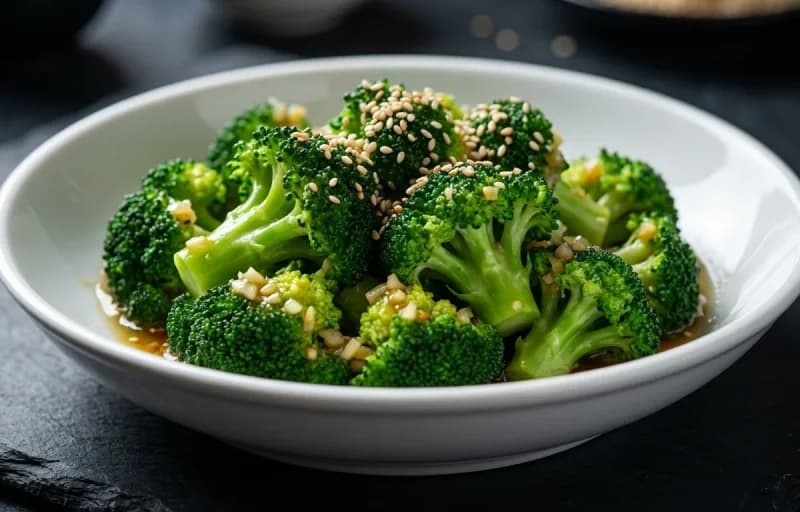 Broccoli in Garlic Sauce, Steamed Tofu with Savory Sauce and Steamed Brown Rice - Recipe 1