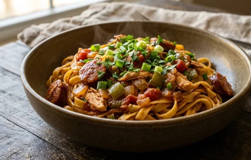 Cajun Pastalaya with Garlic Bread - Recipe 1