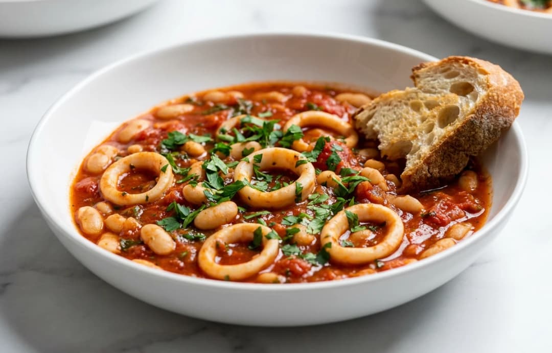 Calamari, Tomato & White Bean Stew