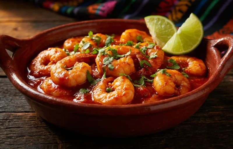 Camarones a la Diabla, Steamed Basmati Rice and Garlic Bread - Recipe 1