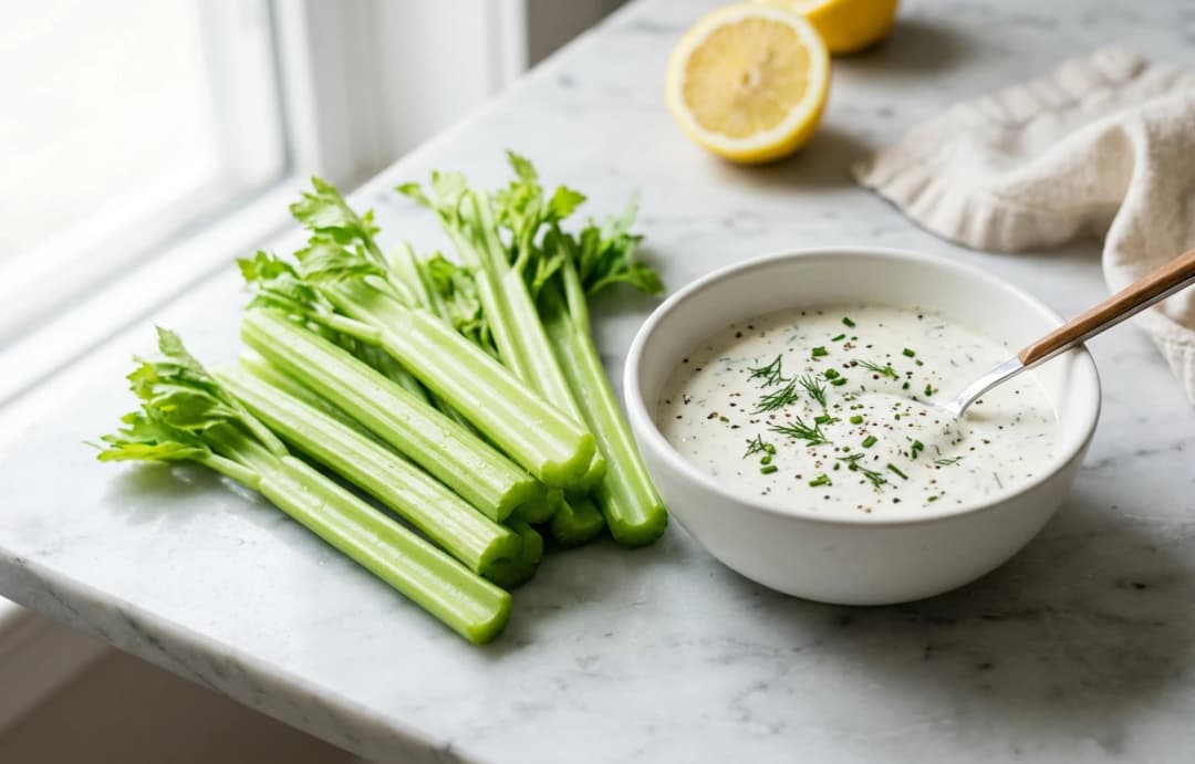Celery with Greek Yogurt Ranch Dip
