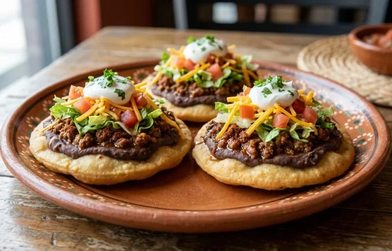 Chalupas Compuestas, Tex-Mex Refried Beans, Lettuce Leaves, Tomato Soup and Grilled Cheese - Recipe 1