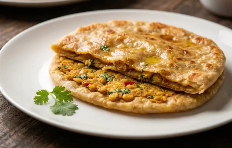 Chana Dal Paratha, Boondi Raita and Mango Pickle - Recipe 1