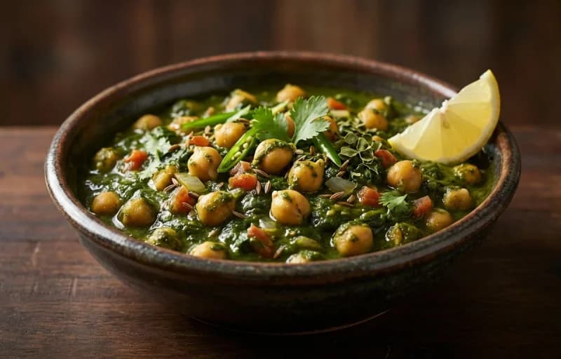 Chana Saag with Makki di Roti - Recipe 1