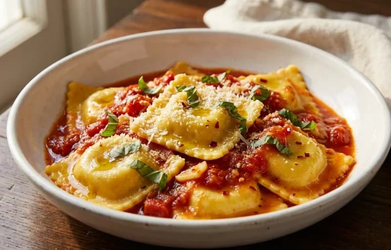 Cheese Ravioli with Marinara Sauce with Garlic Bread - Recipe 1