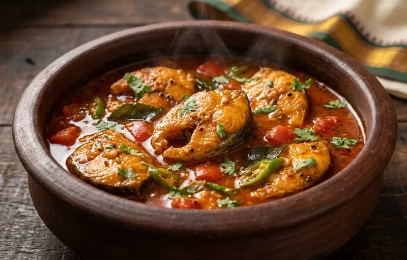 Chepala Pulusu, Steamed Basmati Rice and Cabbage Fry - Recipe 1