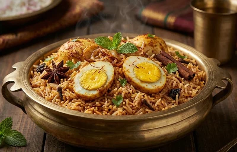 Chettinad Egg Biryani with Onion Raita - Recipe 1
