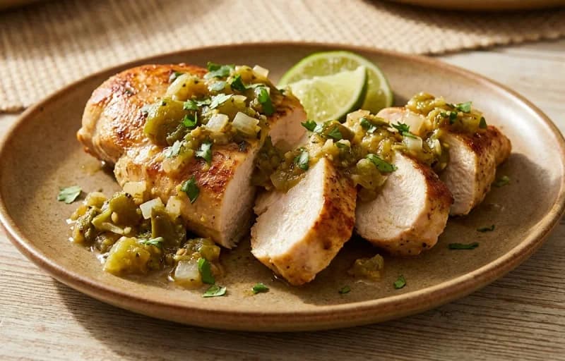 Chicken Breast with Green Chile Salsa, Cilantro Lime Rice and Savory Black Beans - Recipe 1