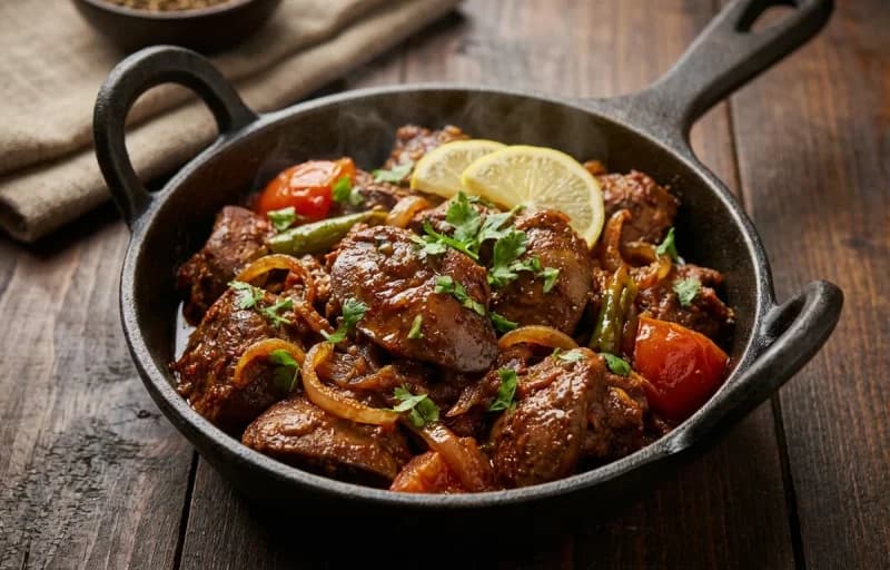 Chicken Liver Fry, Steamed Basmati Rice, Masoor Dal Tadka and Aloo Bhaji - Recipe 1