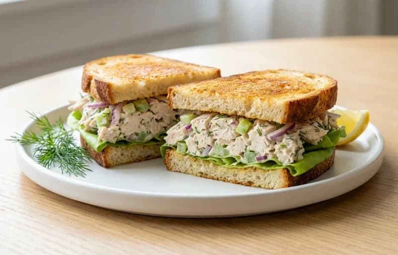 Chicken Salad Sandwich, Potato Chips and Dill Pickles - Recipe 1